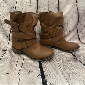 Mossimo supply brown faux leather slouch ankle boots